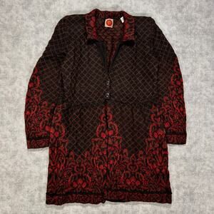 VTG Millma Bolivia 100% Alpaca Hand Loomed cardigan sweater coat womens L